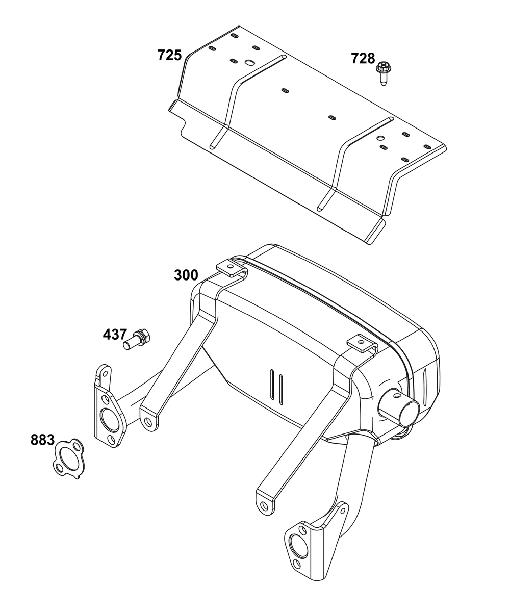 Exhaust Group Diagram and Parts List for 356447-0712-G1 200000 - 399999 Briggs and Stratton Engine